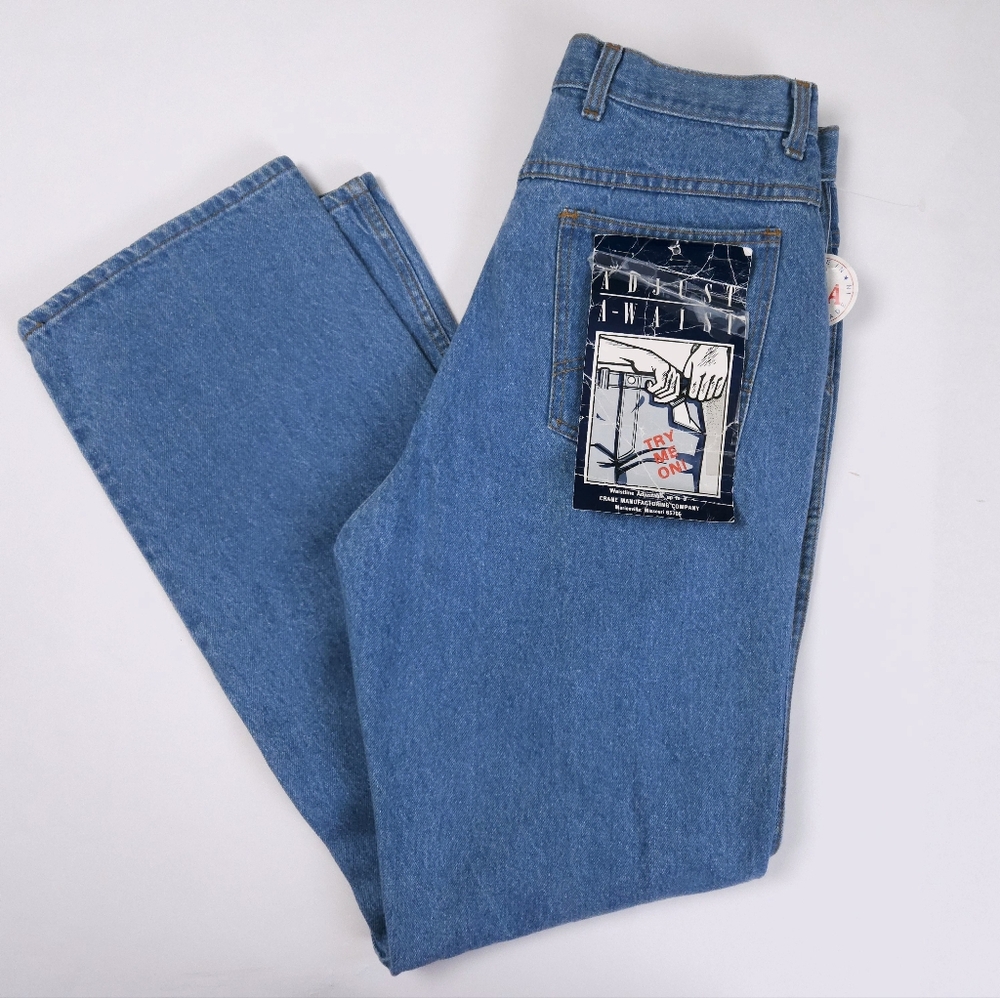 Crane Manufacturing Company Vintage Adjust A-Waist 100% Cotton Denim Jeans 30-36
